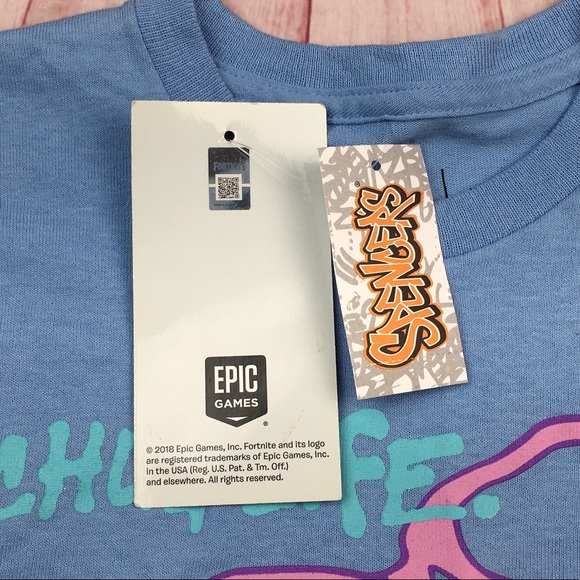 ➡️Fortnite Chug Life Blue Long Sleeve Tee Size XS and Small - Picture 7 of 8